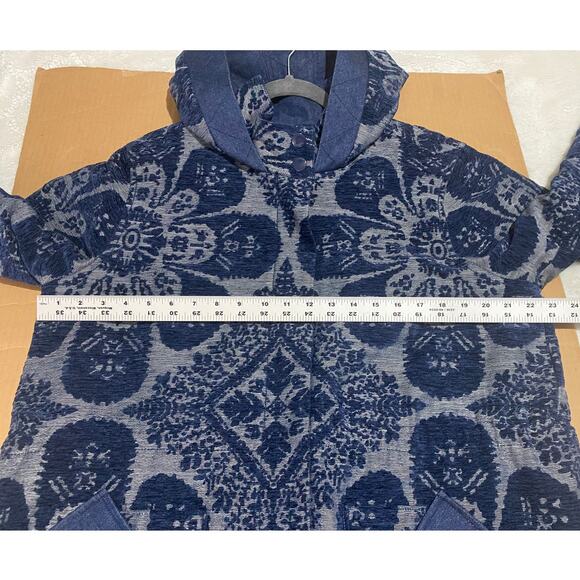 ANTHROPOLOGIE COAT BLUE CHENILLE TAPESTRY PARKA LONG JACKET BOHO OVERSIZED FALL - Picture 15 of 16